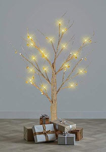 2ft Pre-Lit Twig Tree with Gold Glitter