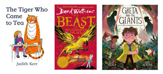 Kids Book Covers - The Tiger Who Came to Tea, The beast of Buckingham Palace, Greta and the Giants 