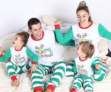 Family in Matching Christmas Pyjamas from Amazon 