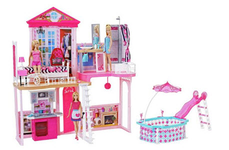 Complete Barbie Home Set with 3 Dolls and Pool form Argos