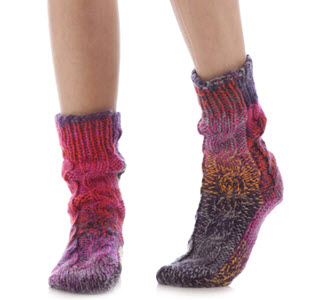 Elle Space Dye Slubby Cable Slipper Socks from Sock Shop
