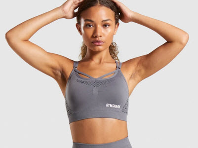 Image of model wearing Gymshark Energy+ Seamless Sports Bra 