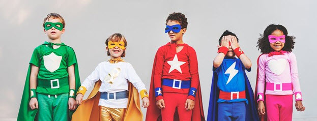 Kids dressed as Superheroes on Kids Cruise 