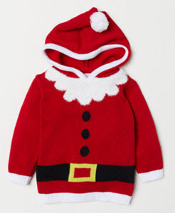 Kids Jacquard Knit Hooded Santa Jumper