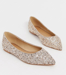 Asos Design Latch Pointed Ballet Flats in Glitter