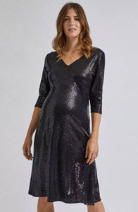 Dorothy Perkins Maternity Black Sequin Midi Skater Dress
