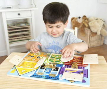 Children Playing with Melissa & Doug Latches Board