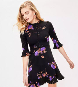 Oasis Violet Floral Lace Trim Skater Dress