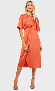 Miss Selfridge Satin Knot Midi Dress