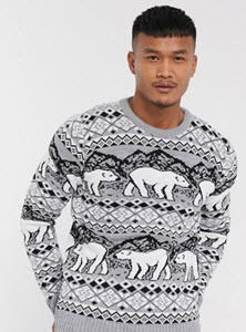 BoohooMAN Polar Bear Fairisle Christmas Jumper