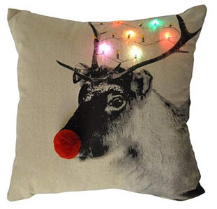 Pom Pom LED Reindeer Cushion from Dunelm 