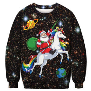 Women's Christmas Jumper - Santa Riding a Unicorn 