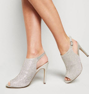Silver Diamante Slingback Heels