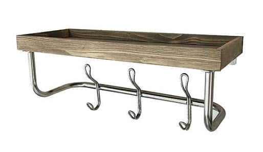 Wooden shelf with hooks from Dunelm 